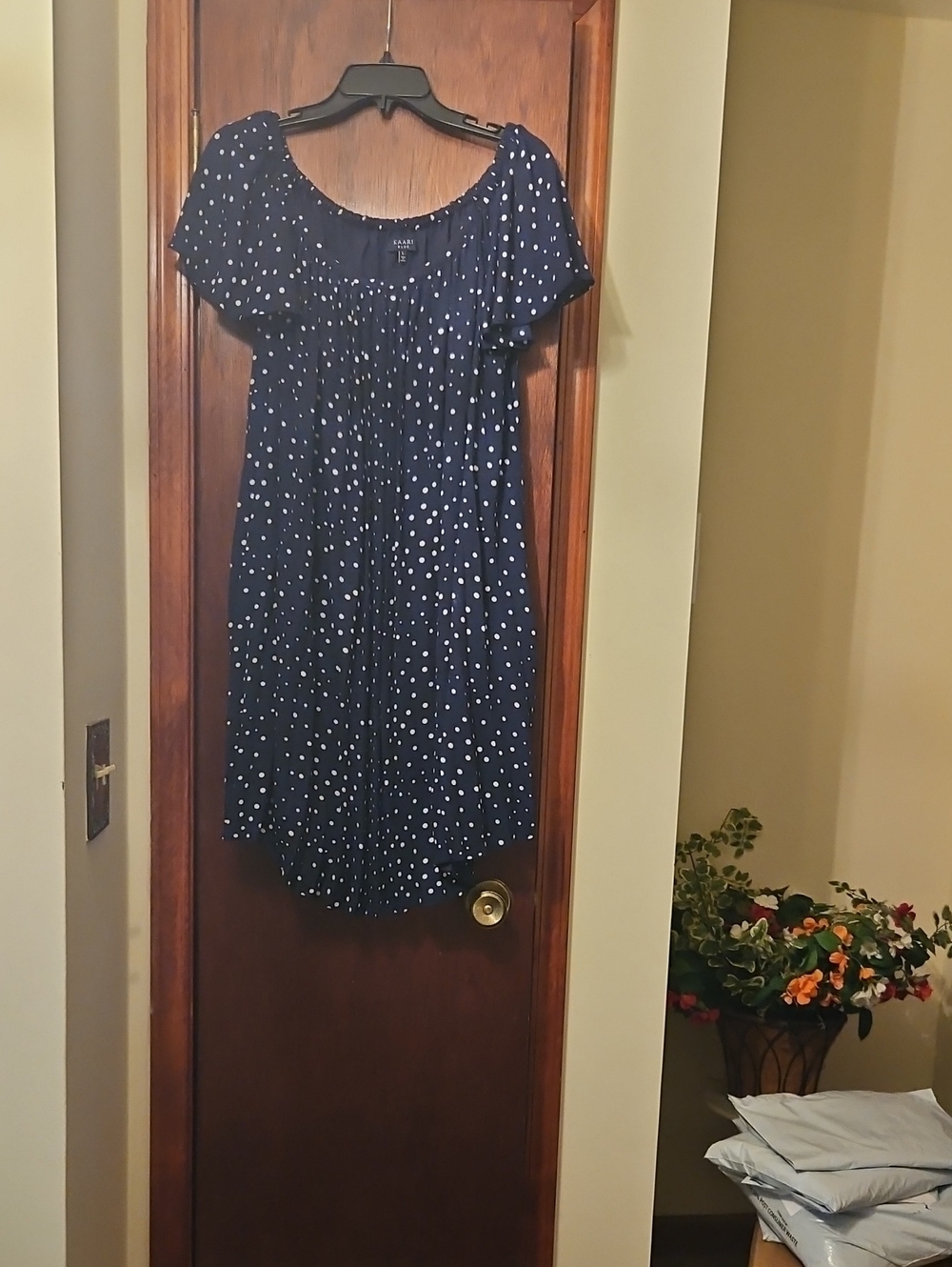 Polka Dot Navy Short Sleeve Mini Dress